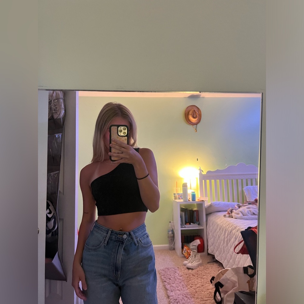 Shein black one shoulder top